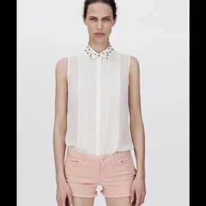Zara Sheer Pearl Blouse Price Firm